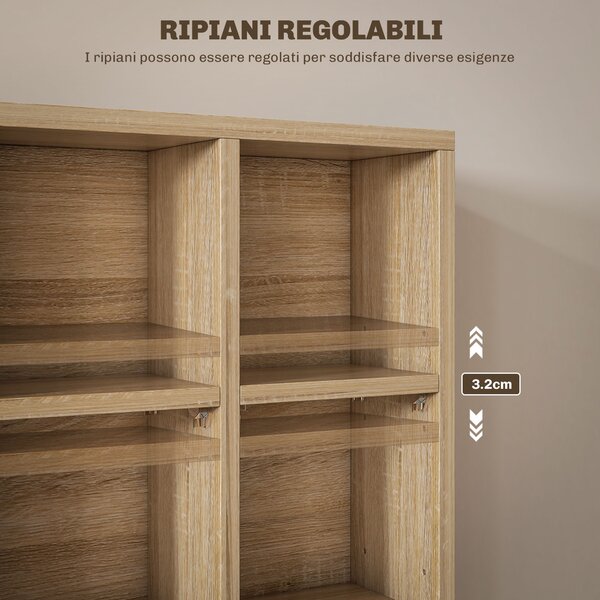 HOMCOM Mobile Porta CD con Ripiani Regolabili per 456 CD o 336 DVD, 24 Scomparti, 89x20x130.5 cm, Legno | Aosom Italy