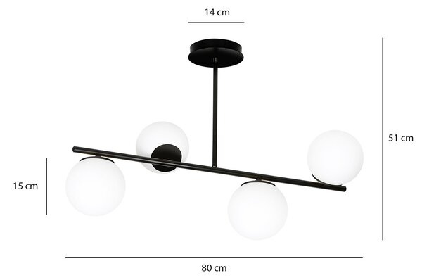 Plafoniera Contemporaneo Mahadeva Acciaio Nero 4 Luci E14