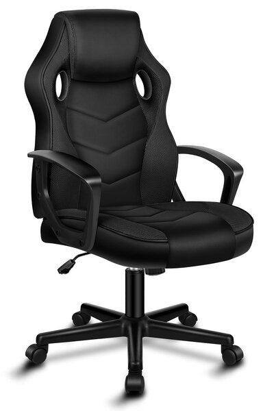ALFORDSON Sedia da scrivania da corsa, sedia da ufficio ergonomica regolabile in altezza e imbottita da 150 kg, sedia da gioco per PC girevole, nera