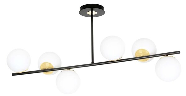Plafoniera Contemporaneo Narayana Acciaio Nero Oro 6 Luci E14