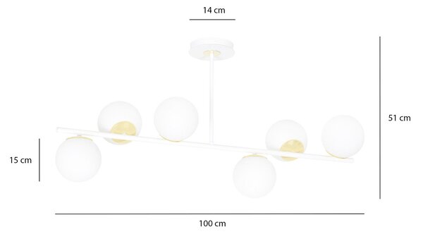 Plafoniera Contemporaneo Narayana Acciaio Bianco Oro 4 Luci E14