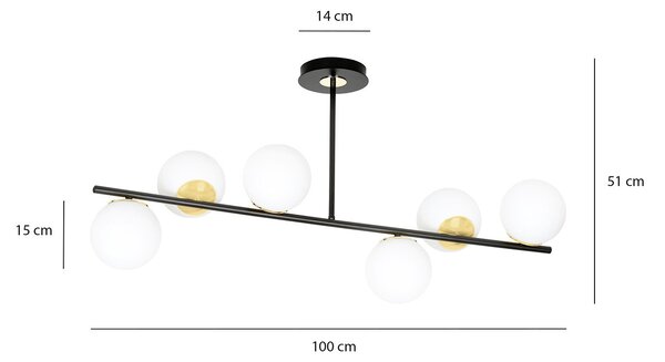 Plafoniera Contemporaneo Narayana Acciaio Nero Oro 6 Luci E14