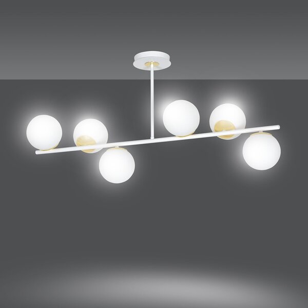 Plafoniera Contemporaneo Narayana Acciaio Bianco Oro 4 Luci E14