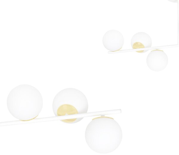 Plafoniera Contemporaneo Narayana Acciaio Bianco Oro 4 Luci E14