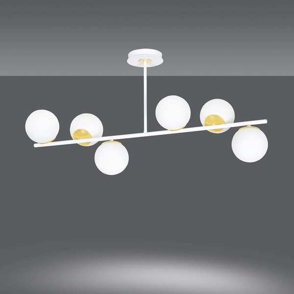 Plafoniera Contemporaneo Narayana Acciaio Bianco Oro 4 Luci E14