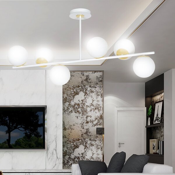 Plafoniera Contemporaneo Narayana Acciaio Bianco Oro 4 Luci E14