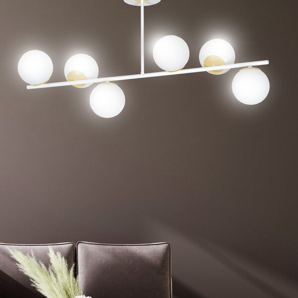 Plafoniera Contemporaneo Narayana Acciaio Bianco Oro 4 Luci E14