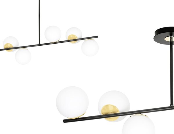 Plafoniera Contemporaneo Narayana Acciaio Nero Oro 6 Luci E14