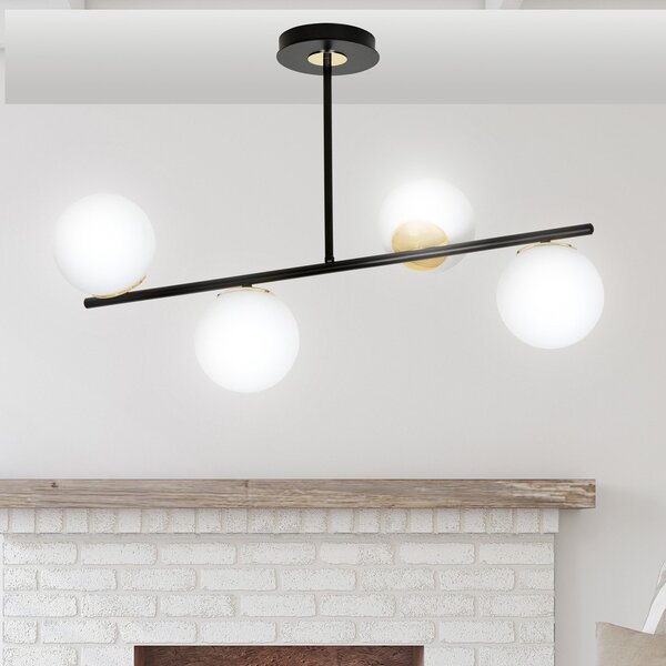 Plafoniera Contemporaneo Narayana Acciaio Nero 6 Luci E14