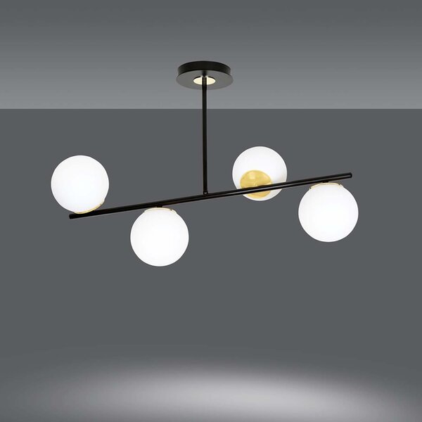 Plafoniera Contemporaneo Narayana Acciaio Nero 6 Luci E14