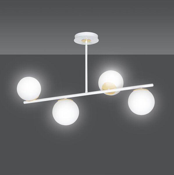 Plafoniera Contemporaneo Narayana Acciaio Bianco 4 Luci E14