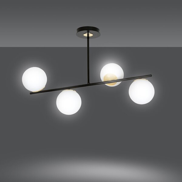 Plafoniera Contemporaneo Narayana Acciaio Nero 6 Luci E14
