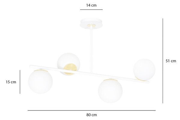 Plafoniera Contemporaneo Narayana Acciaio Bianco 4 Luci E14
