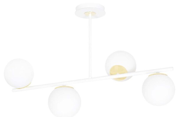 Plafoniera Contemporaneo Narayana Acciaio Bianco 4 Luci E14