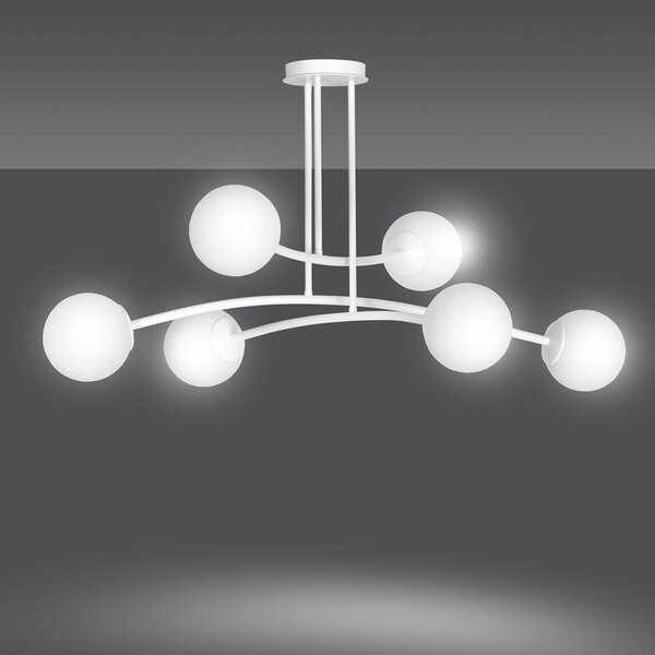 Plafoniera Contemporaneo Ramachandra Acciaio Bianco 6 Luci E14