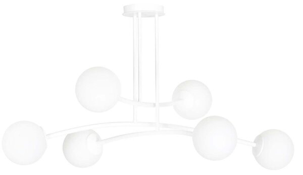 Plafoniera Contemporaneo Ramachandra Acciaio Bianco 6 Luci E14