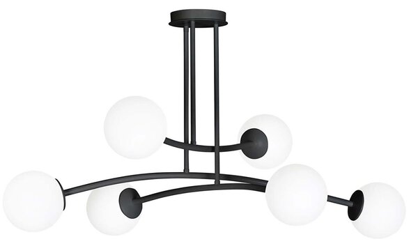 Plafoniera Contemporaneo Ramachandra Acciaio Nero 6 Luci E14
