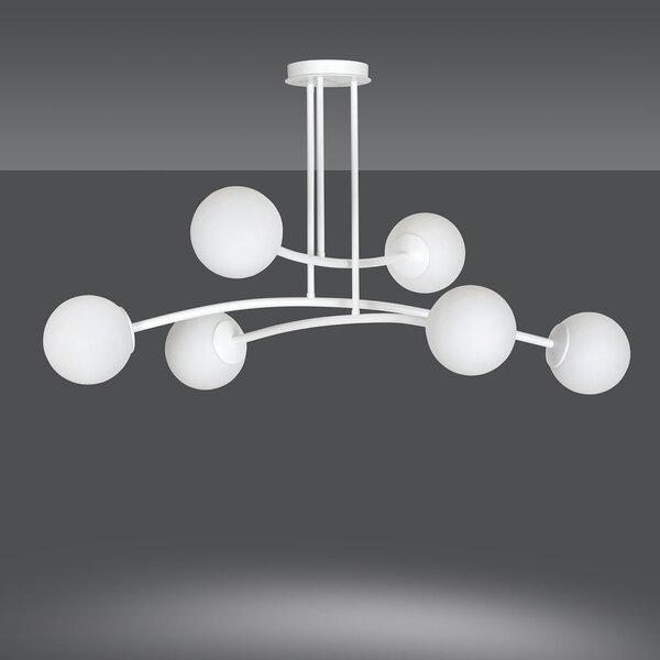 Plafoniera Contemporaneo Ramachandra Acciaio Bianco 6 Luci E14