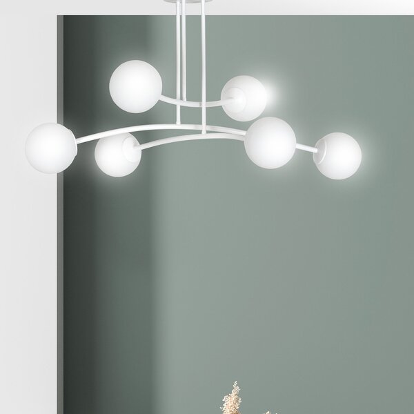 Plafoniera Contemporaneo Ramachandra Acciaio Bianco 6 Luci E14