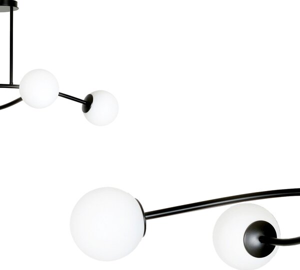 Plafoniera Contemporaneo Ramachandra Acciaio Nero 4 Luci E14