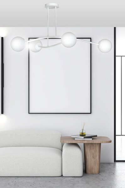 Plafoniera Contemporaneo Ramachandra Acciaio Bianco 6 Luci E14