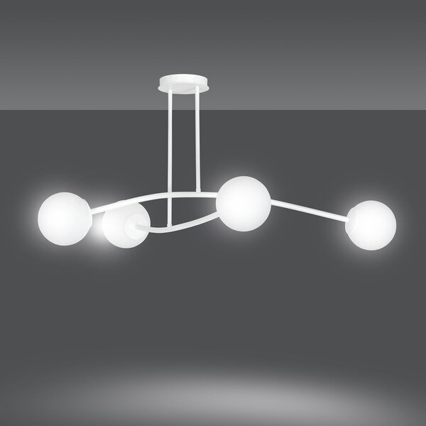 Plafoniera Contemporaneo Ramachandra Acciaio Bianco 4 Luci E14