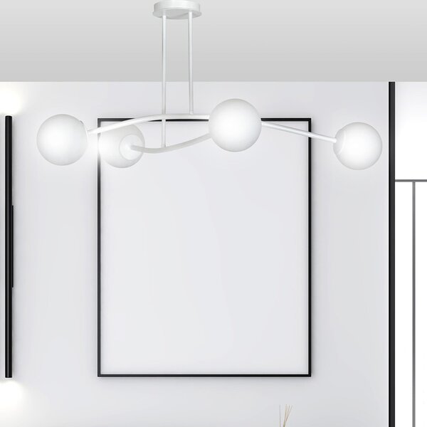 Plafoniera Contemporaneo Ramachandra Acciaio Bianco 6 Luci E14