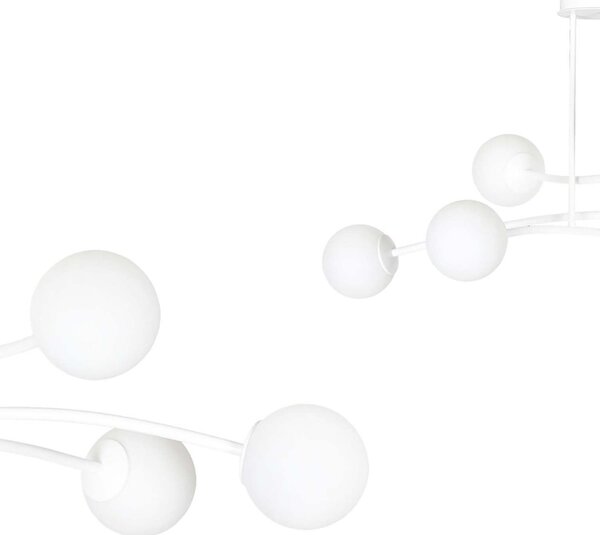Plafoniera Contemporaneo Ramachandra Acciaio Bianco 6 Luci E14