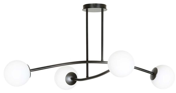 Plafoniera Contemporaneo Ramachandra Acciaio Nero 4 Luci E14