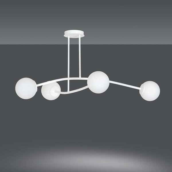 Plafoniera Contemporaneo Ramachandra Acciaio Bianco 4 Luci E14