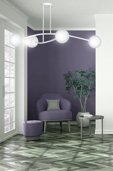 Plafoniera Contemporaneo Ramachandra Acciaio Bianco 4 Luci E14