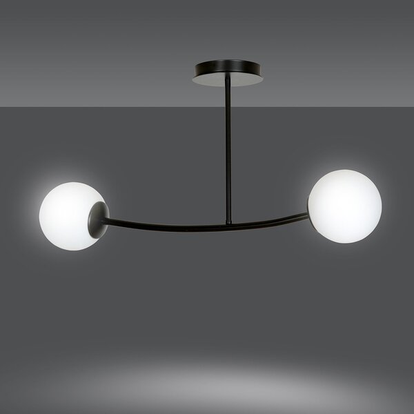 Plafoniera Contemporaneo Ramachandra Acciaio Nero 2 Luci E14