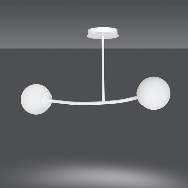 Plafoniera Contemporaneo Ramachandra Acciaio Bianco 2 Luci E14