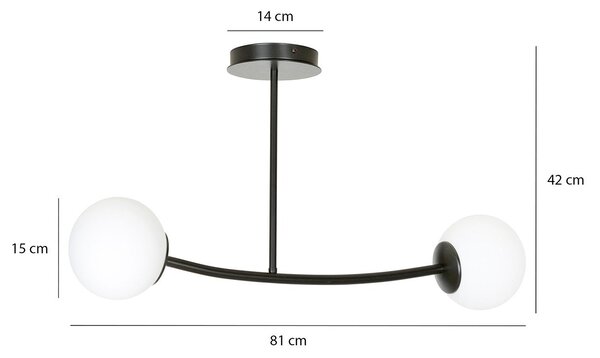 Plafoniera Contemporaneo Ramachandra Acciaio Nero 2 Luci E14