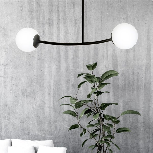 Plafoniera Contemporaneo Ramachandra Acciaio Nero 2 Luci E14