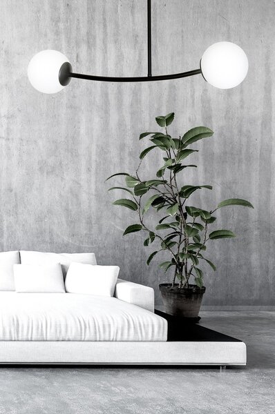 Plafoniera Contemporaneo Ramachandra Acciaio Nero 2 Luci E14