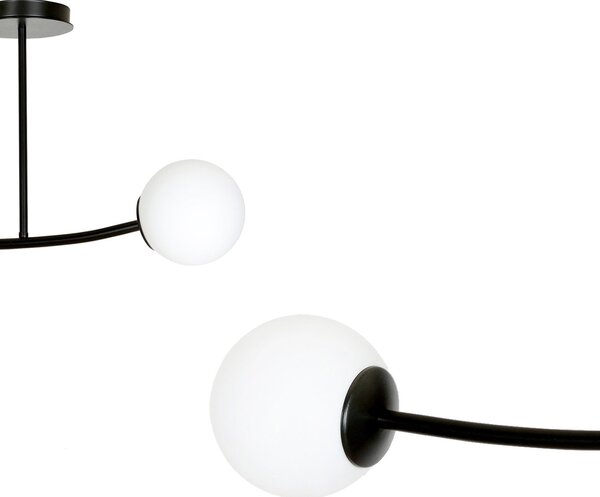 Plafoniera Contemporaneo Ramachandra Acciaio Nero 2 Luci E14
