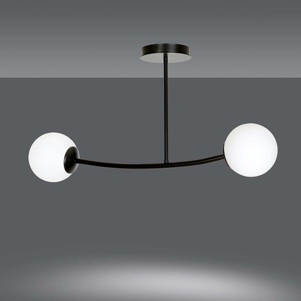 Plafoniera Contemporaneo Ramachandra Acciaio Nero 2 Luci E14
