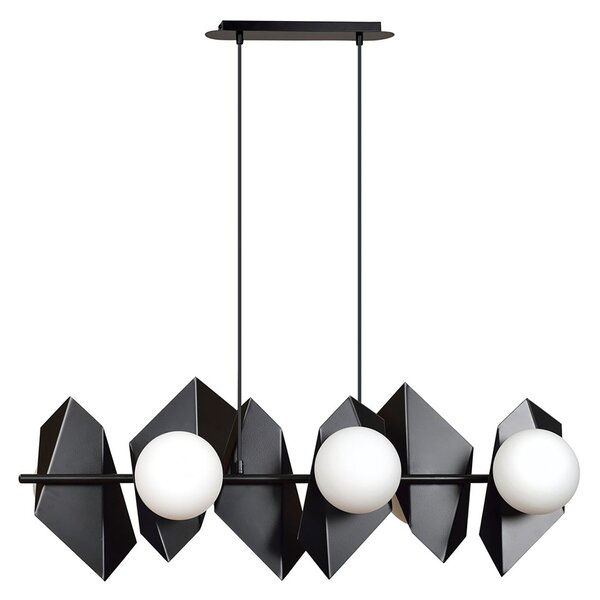 Lampadario Minimal Sharada Acciaio Nero 6 Luci E14