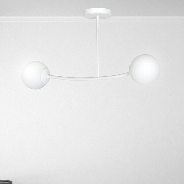 Plafoniera Contemporaneo Ramachandra Acciaio Bianco 2 Luci E14