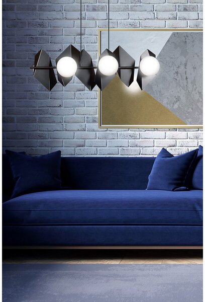 Lampadario Minimal Sharada Acciaio Nero 6 Luci E14