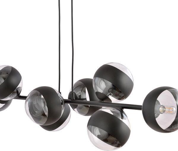 Lampadario Contemporaneo Su Acciaio Nero 8 Luci E14