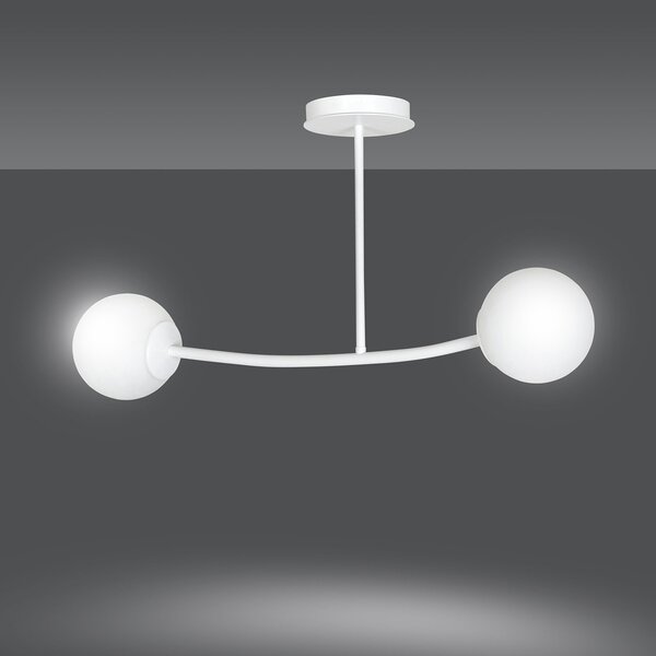 Plafoniera Contemporaneo Ramachandra Acciaio Bianco 2 Luci E14