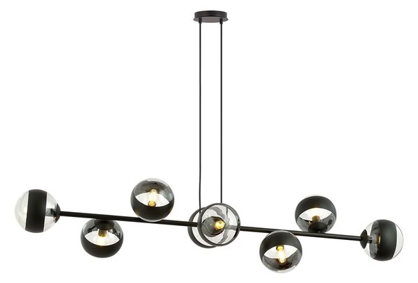 Lampadario Contemporaneo Su Acciaio Nero 8 Luci E14