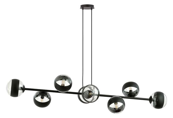Lampadario Contemporaneo Su Acciaio Nero 8 Luci E14