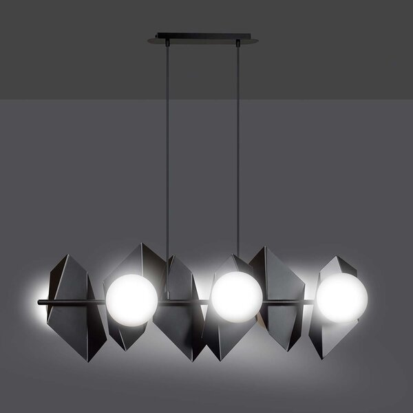 Lampadario Minimal Sharada Acciaio Nero 6 Luci E14