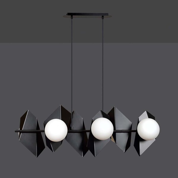 Lampadario Minimal Sharada Acciaio Nero 6 Luci E14