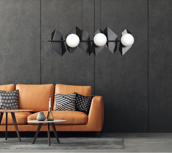 Lampadario Minimal Sharada Acciaio Nero 6 Luci E14