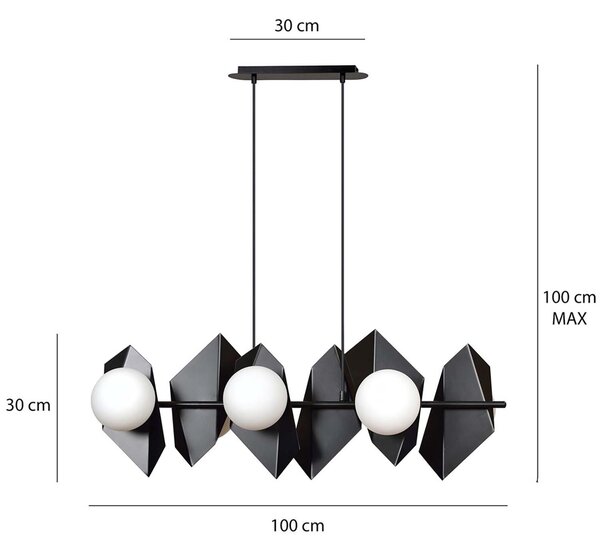 Lampadario Minimal Sharada Acciaio Nero 6 Luci E14