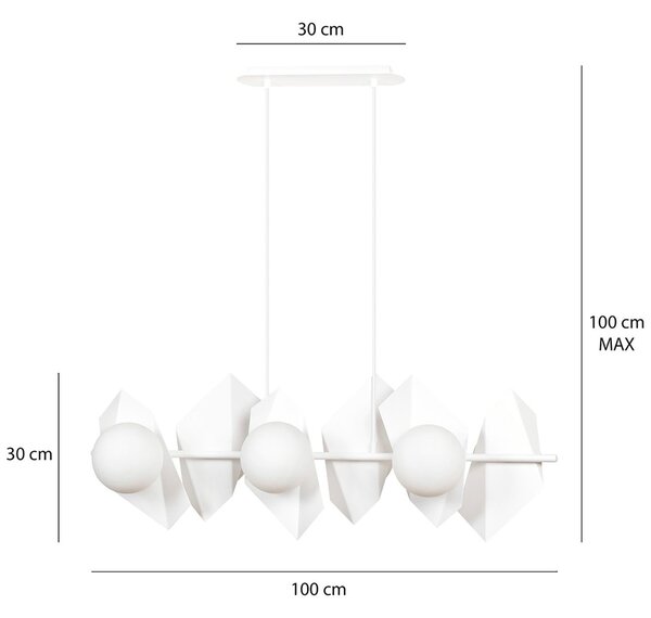 Lampadario Minimal Sharada Acciaio Bianco 6 Luci E14
